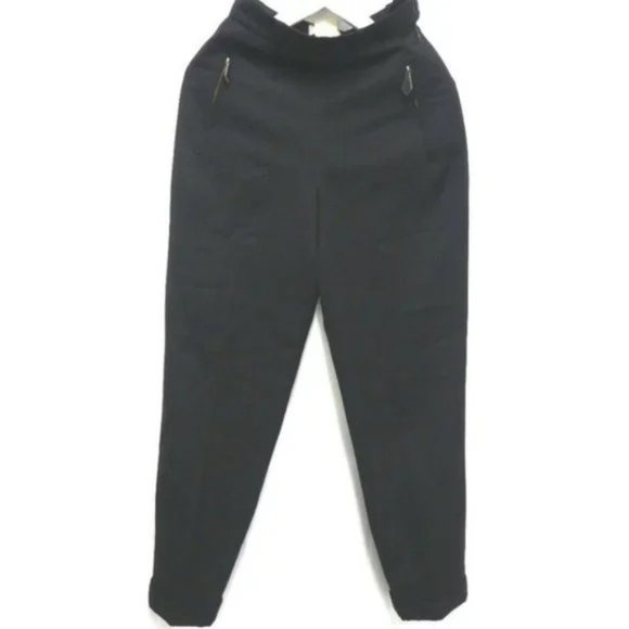 Pants - HERMES Front Leather Zip pocket Bottoms Wool Pants